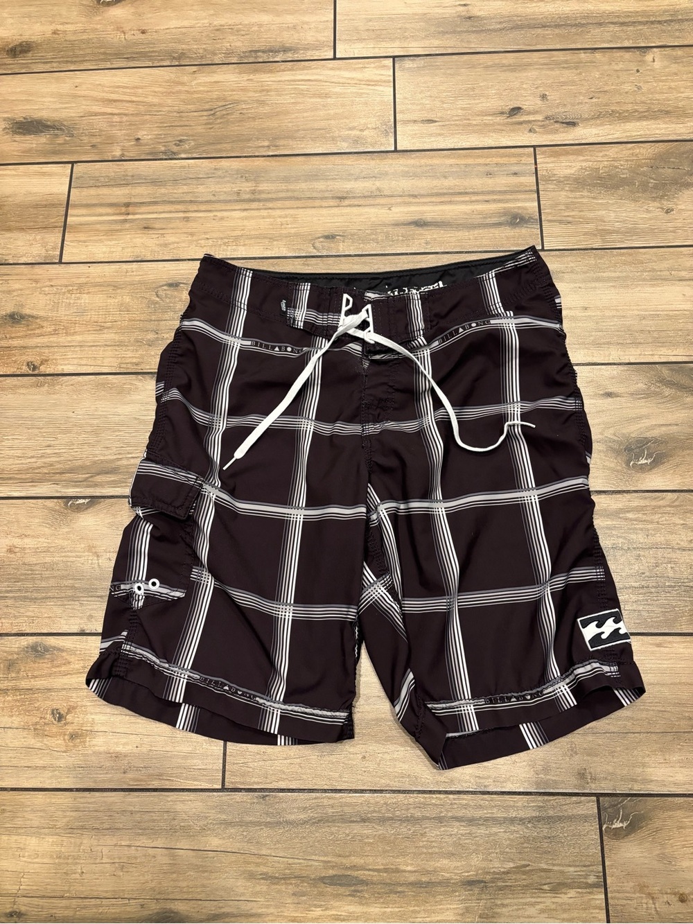 Vintage Billabong Plaid Board Shorts Swim Trunks Size 33 Surf Y2K Beach